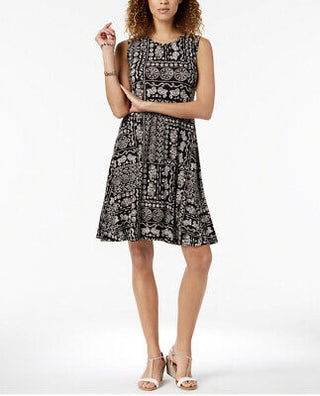 Style & Co Women's Printed Swing Dress  Black&White Size Petite S