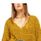 Free People Women's Textured V Neck Sweater  Size Yellow Size Large