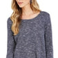 Style & Co Women's Pointelle Trim Marled Tunic Sweater Blue Size X-Small
