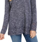 Style & Co Women's Pointelle Trim Marled Tunic Sweater Blue Size X-Small