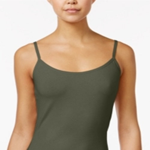 Planet Gold Women's Stretch Adjustable Spaghetti Strap Scoop Neck Tank Top Green Size Large