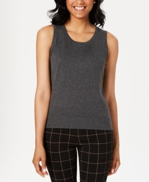 Charter Club Women's Sleeveless Crew Neck Sweater Grey Size Small