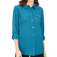 Charter Club Women's Two Pocket Shirt Green  Size Medium