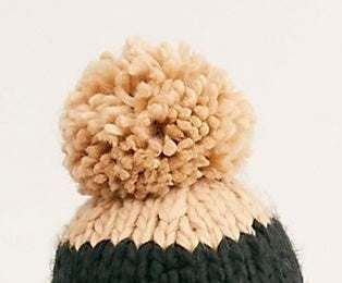 Free People Women's Cozy Up Colorblock Pom Beanie Black Size Regular