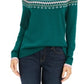 Charter Club Women's Printed Sweater Green Size Petite XL