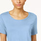 JM Collection Women's Shirttail Hem Top Blue Size Petite S