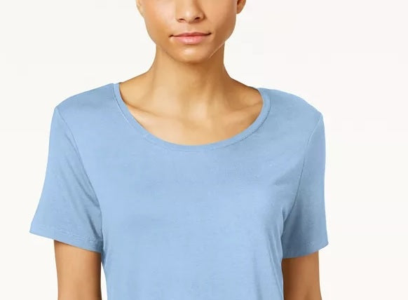 JM Collection Women's Shirttail Hem Top Blue Size Petite S