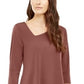 Alfani Women's Asymmetrical Hem 3/4 Sleeve Top Rose Size XX-Large