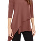 Alfani Women's Asymmetrical Hem 3/4 Sleeve Top Rose Size XX-Large