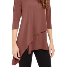 Alfani Women's Asymmetrical Hem 3/4 Sleeve Top Rose Size XX-Large