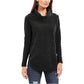 Style & Co Women's Embellished 3/4 Sleeve V Neck Sweater Black  Size Petite Small