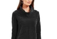 Style & Co Women's Embellished 3/4 Sleeve V Neck Sweater Black  Size Petite Small