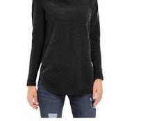 Style & Co Women's Embellished 3/4 Sleeve V Neck Sweater Black  Size Petite Small