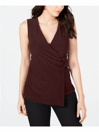 Alfani Women's Asymmetrical Wrap Top Brown Size L