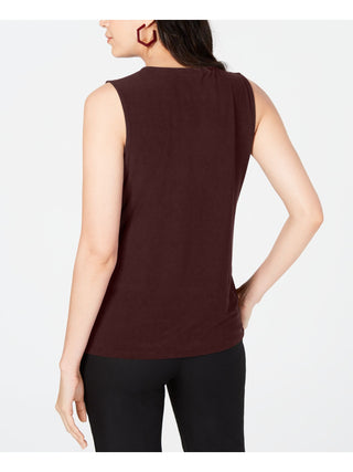 Alfani Women's Asymmetrical Wrap Top Brown Size L