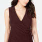 Alfani Women's Asymmetrical Wrap Top Brown Size L