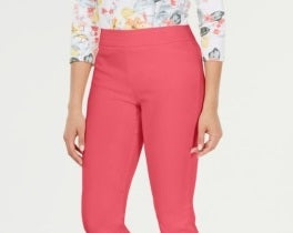 Charter Club Women's Cambridge Skinny Pull On Tummy Control Pants Salmon  Size 10