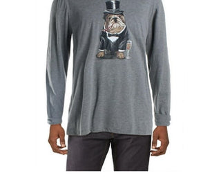 Club Room Men's Bulldog Tuxedo Graphic Crewneck T-Shirt Gray Size XX-Large