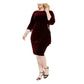 Alex Evenings Women's Embellished Zippered 3/4 Sleeve Jewel Neck Knee Length Sheath Formal Dress  Wine  Size 22W