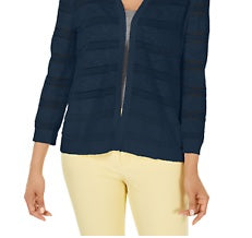 Charter Club Women's Pointelle Striped Cardigan Blue Size X-Small