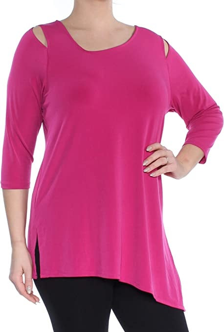 Alfani Women's Front Cutout Cold Shoulder Top Pink Size Small