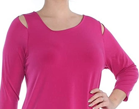 Alfani Women's Front Cutout Cold Shoulder Top Pink Size Small