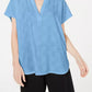 Alfani Women's V Neck Textured Top Blue Size Petite L