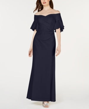 Calvin Klein Women's Sweetheart Off The Shoulder Gown Navy Size 12