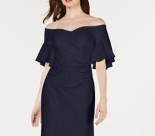Calvin Klein Women's Sweetheart Off The Shoulder Gown Navy Size 12