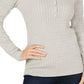Karen Scott Women's Petite Cotton Cable-Knit Henley Sweater Grey  Size L