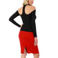 LaMonir Women's Elastic Waist Short Pencil Skirt Red Size XX-Large