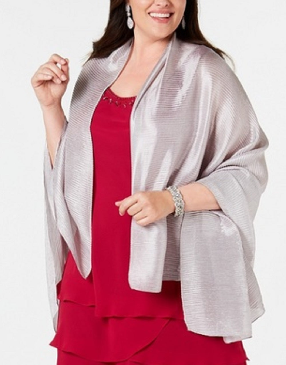 INC International Concepts Women's Pleated Lightweight Evening Wrap Gray Size Regular