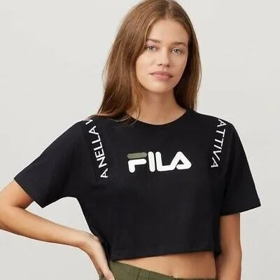 Fila Appoline Women's Cotton Cropped T-Shirt Black Size Large