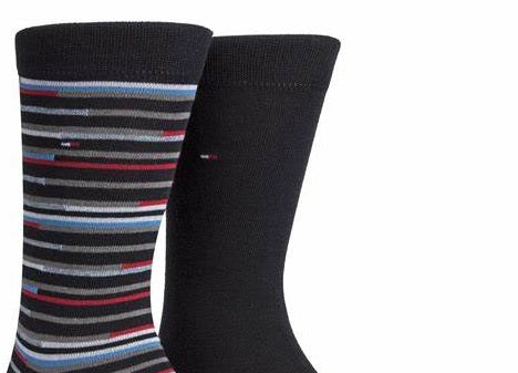 Tommy Hilfiger Men's 2-Pk. Striped Boot Socks Navy  Size 7-12