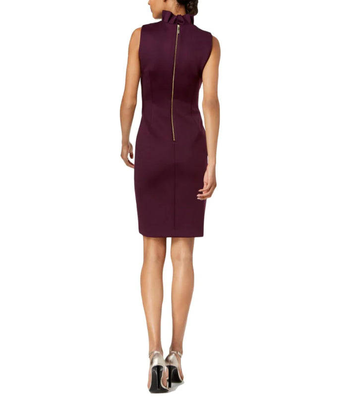 Calvin Klein Women's Sleeveless V Neck Above The Knee Sheath Wear To Work Dress Purple Size 2