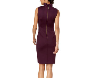 Calvin Klein Women's Sleeveless V Neck Above The Knee Sheath Wear To Work Dress Purple Size 2