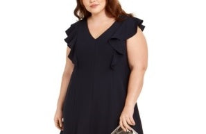 Jessica Howard Women's Solid Cap Sleeve Jewel Neck Knee Length Fit + Flare Dress -Blue Size 18W