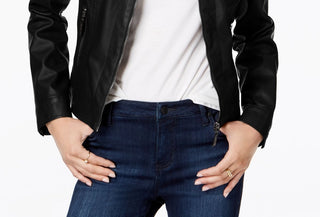 Jou Jou Juniors' Faux-Fur-Lined Moto Jacket Black Size X-Large