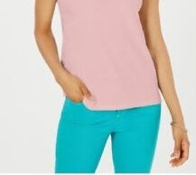 Charter Club Women's Petite Sleeveless Boatneck Top Pink Size SM