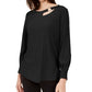 Alfani Women's Petite Cut-Out Blouse Black Size -SM
