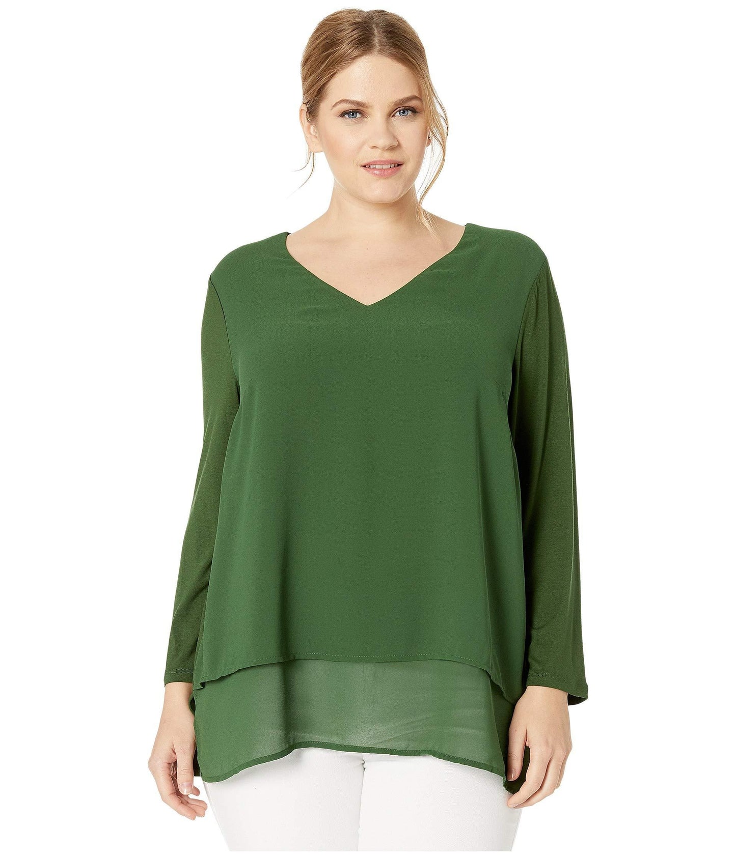 Michael Kors Women's Mixed-Media Top Green Size 0X