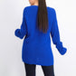 Charter Club Women's Petite Cotton Ribbed Cuffed Sweater Blue  Size SM