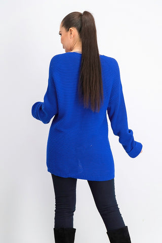 Charter Club Women's Petite Cotton Ribbed Cuffed Sweater Blue  Size SM