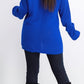 Charter Club Women's Petite Cotton Ribbed Cuffed Sweater Blue  Size SM