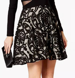 Xscape Women's Double V Damask Fit & Flare Dress Brown Size 10