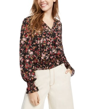 Ultra Flirt Junior's Smocked Top Black Size Large