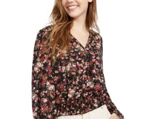 Ultra Flirt Junior's Smocked Top Black Size Large