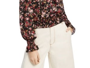 Ultra Flirt Junior's Smocked Top Black Size Large