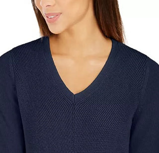 Charter Club Women's V Neck Sweater  Blue Size XX-Large
