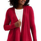 JM Collection Women's Ribbed Handkerchief Hem Cardigan Wine Size XX-Large